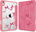 Tuiklol for iPad Pro 12.9 Inch 6th/5th/4th/3rd Generation 2022 2021 2020 2018 Case,Built-in Pencil Holder Clear Transparent Protective Back Shell Cover with Auto Sleep/Wake, Bow-Watermelon Red