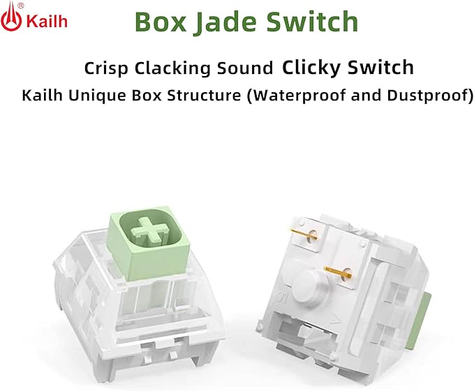 Kailh Box Jade Clicky Keyboard Switch,3-pin 50gf Pre-Lubed Dustproof Waterproof RGB SMD Key Switches,for 3D Prints and Mechanical Gaming Keyboard(Jade,10pcs)
