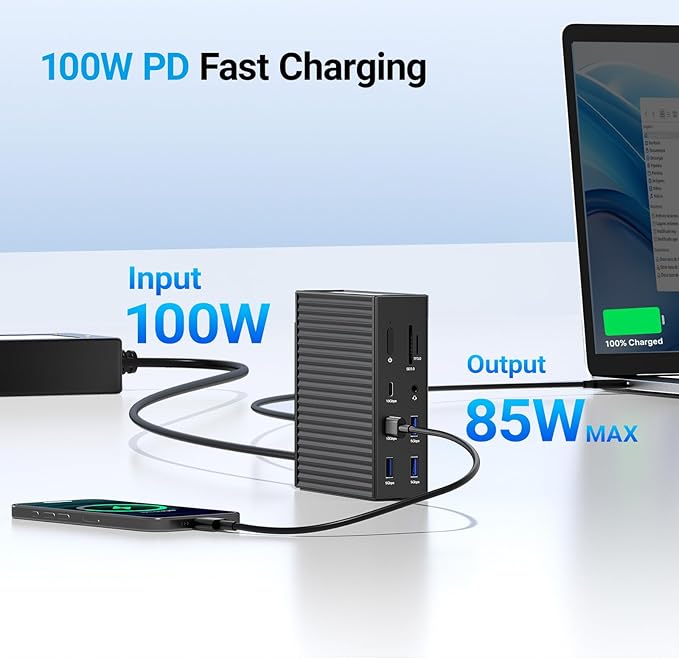ACASIS USB C Docking Station Dual Monitor,16-in-1 Laptpop Docking Station with 2* HDMI,VGA,2.5G Ethernet,SD/TF,10Gbps USB-C 3.1,3.5mm Audio,PD100W,USBC Hub for Dell/Lenovo/HP/ThinkPad (Black)