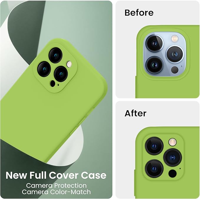 FireNova Designed for iPhone 13 Pro Max Case, Silicone [Camera Protection] Phone Case, Soft Anti-Scratch Microfiber Lining Inside, 6.7 inch, Sprout Green