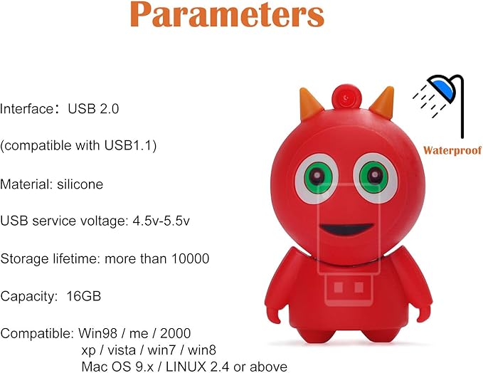 Creative USB Flash Drive 8GB, 4 Pack Novelty Monster Computer Memory Stick Cartoon Pumpkin USB Pendrive Halloween Data Storage Gift Pendrive U Disk