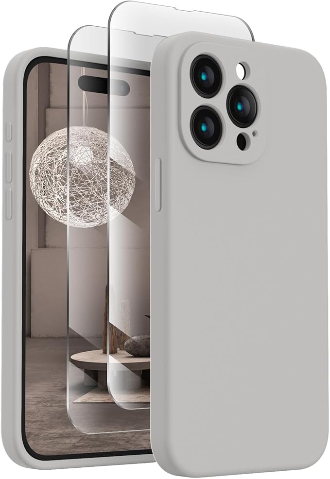 FireNova Designed for iPhone 15 Pro Max Case, Silicone Upgraded [Camera Protection] Phone Case, Soft Anti-Scratch Microfiber Lining Inside, 6.7 inch, Natural Titanium