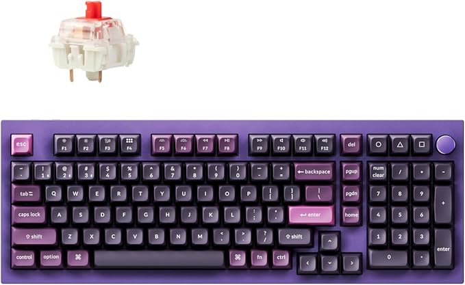 Keychron Q5 Pro Wireless QMK/VIA Mechanical Keyboard, Full Customizable 96% Layout with Programmable Knob, Hot-swappable K Pro Red Switch Compatible with Mac Windows Linux - Purple