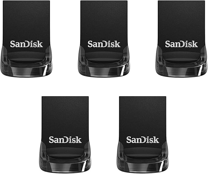 SANDISK 128GB 5-Pack Ultra Fit USB 3.2 Gen 1 Flash Drive (5x128GB) - Up to 400MB/s, Plug-and-Stay Design, Non-Retail Packaging - SDCZ430-128G-B5CTA