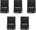SANDISK 128GB 5-Pack Ultra Fit USB 3.2 Gen 1 Flash Drive (5x128GB) - Up to 400MB/s, Plug-and-Stay Design, Non-Retail Packaging - SDCZ430-128G-B5CTA
