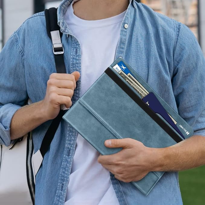 H HOLIMET Case for iPad Pro 11 inch 2022 4th/3rd/2nd/1st Generation 2021/2020/2018 with Pencil Holder PU Leather Protective with Pocket Strap Soft TPU Back Shockproof