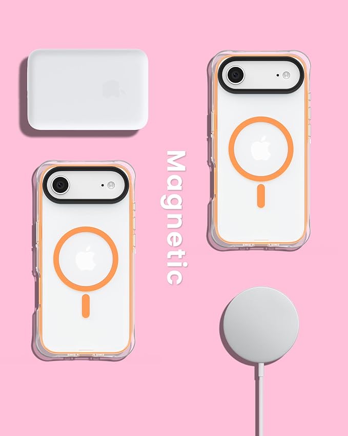 ORNARTO Air Case for iPhone Air Clear | Military-Grade Drop Protection | Camera Control Button | Compatible with MagSafe | Built-in Air Phone Cover - Orange