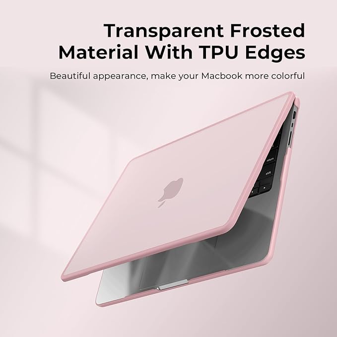 BlueSwan Anti-Cracking Hard Shell Case Compatible with MacBook Pro 14-inch M5 2026 2025-2021 Release M4 M3 M2 M1 Pro/Max Chip, Anti-Fingerprint Soft TPU Bumper, Frosted Pink
