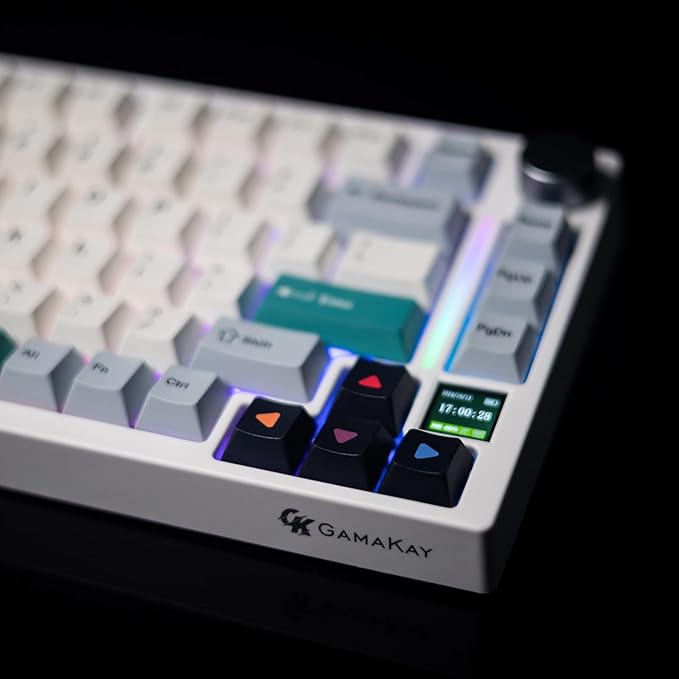 GK GAMAKAY TK75 V2 75% Silent Mechanical Keyboard with TFT Screen, Hot Swap RGB Bluetooth 5.0/2.4GHz Wireless/USB-C Wired PBT Cherry Profile Keycaps Gaming Keyboard (GamaKay Phoenix Switch)