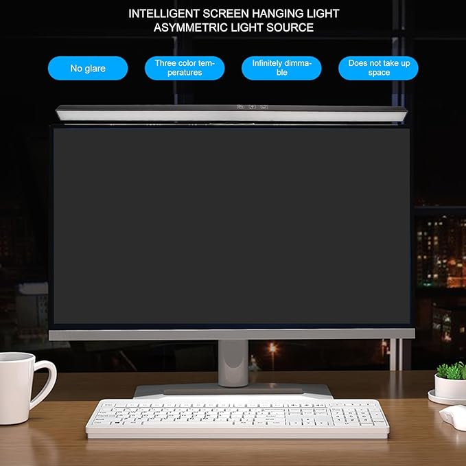LICAEVEY Monitor Light Bar, 19.7in Light Bar with Clamp, 3 Switchable Light Modes and Touch Control, No Screen Glare Monitor Desk Lamp for Work and Office (Black)