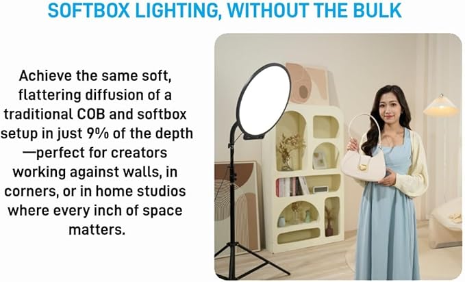 Amaran Verge Max Kit 22" Key Light, Bi-Color Circular Edge Panel Light, 2700-6500K, 7 Lighting Effect, Clamp on Desk Panel Video Lighting for Video Recording,Game,Live Stream,Creators(Charcoal)