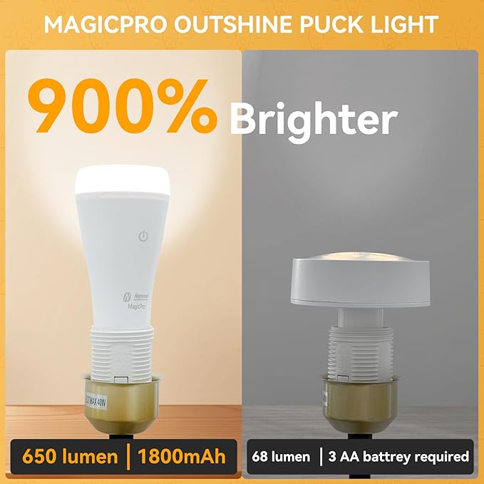 Neporal MAGIXPRO Smart Rechargeable Light Bulbs with Remote, USB+Socket Rechargeable Battery Operated Light Bulb, 2 Hrs Fast Charging Last 5-52 Hrs, 9+3 Colors, 4 Pack (MagixPro RGB, 4)