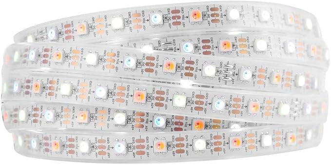 BTF-LIGHTING RGBW RGB+Cool White SK6812 (Similar WS2812B) 4 Colors in 1 LED Strip Individually Addressable 16.4ft 60Pixel/m 300LED Light Dream Color IP67 DC5V White PCB (No Adapter or Controller)