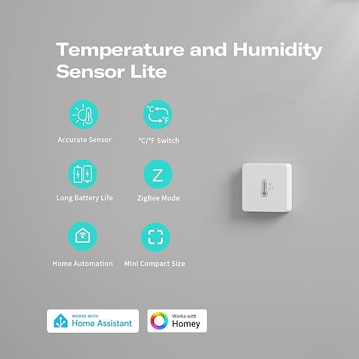 THIRDREALITY Zigbee Temperature and Humidity Sensor Lite,Smart Thermometer and Hygrometer, Hub Required,Compatible with Echo Devices with Zigbee Hub Built-in,Home Assistant,SmartThings,Homey,Hubitat
