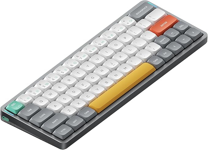 nuphy Air60 V2 Portable Wireless Keyboard 60% Low Profile Mechanical Keyboard Support QMK/VIA Compatible with Windows/mac OS/Linux Supports Bluetooth 5.1/2.4GHz/Wired (USB-C) Grey-Gateron Blue Switch