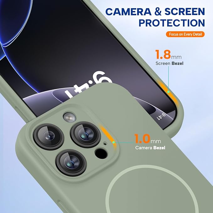 Miracase Magnetic for iPhone 16 Pro Max Case, [Soft Anti-Scratch Microfiber Lining], Compatible with MagSafe, Liquid Silicone Case Shockproof Drop Protection Phone Case for 16 ProMax,Patina Green