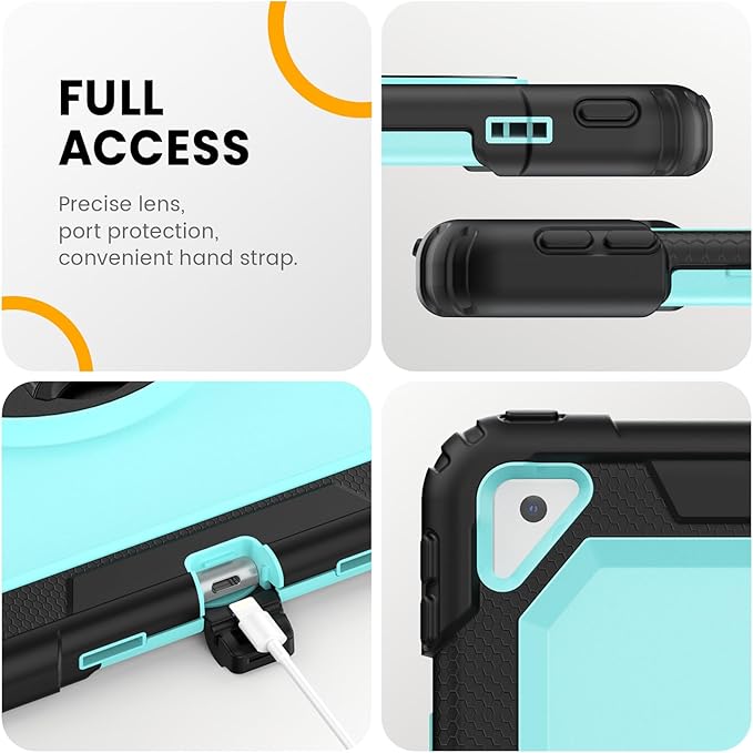 Timecity for iPad Air 3/ Pro 10.5 Inch Case, 360° Rotating Stand, Pencil Holder, Shockproof with Screen Protector & Shoulder Strap - Heavy Duty Protection Case for iPad Air 3rd Gen - Light Blue