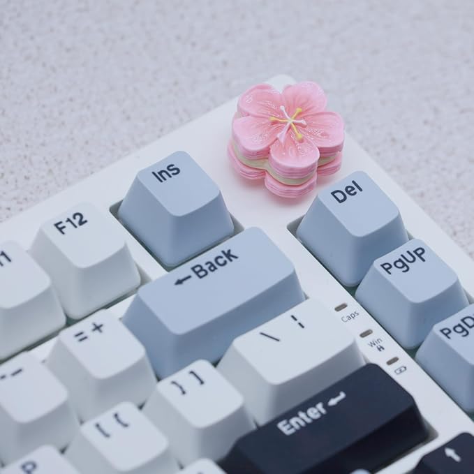 Rotary Knob for Gaming Mechanical Keyboard,Cute 3D Sakura Cookie Custom Knob,Handmade Resin Rotary Knob Suitable for GMK67/GMK87/L98/F99 Pro/F75 (Pro),etc (Sakura)