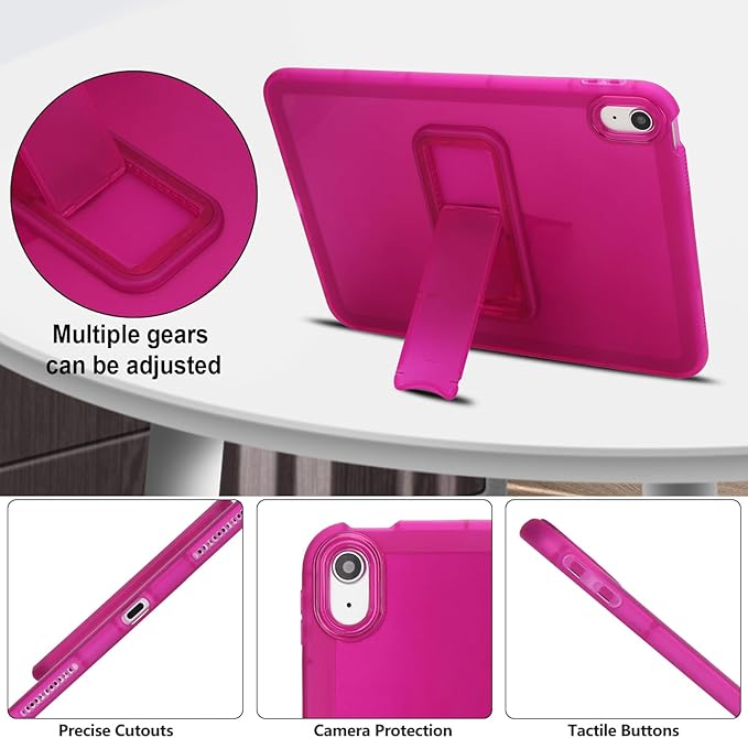 Slim Case for iPad (A16) 11th Generation 11 Inch 2025 / iPad 10th Generation 10.9 Inch 2022, Built-in Kickstand Non-Slip Shockproof Rugged Protective for iPad 11th 10th Gen, Rose