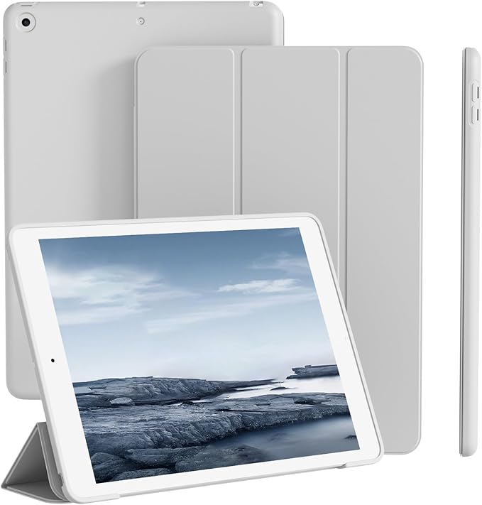 Smart Case for iPad 10.2 Inch 2021/2020/2019, for iPad 9th/8th/7th Generation Without Pencil Holder, Shockproof Cover with Soft TPU Back, Thin& Lightweight, Auto Sleep/Wake, Gray