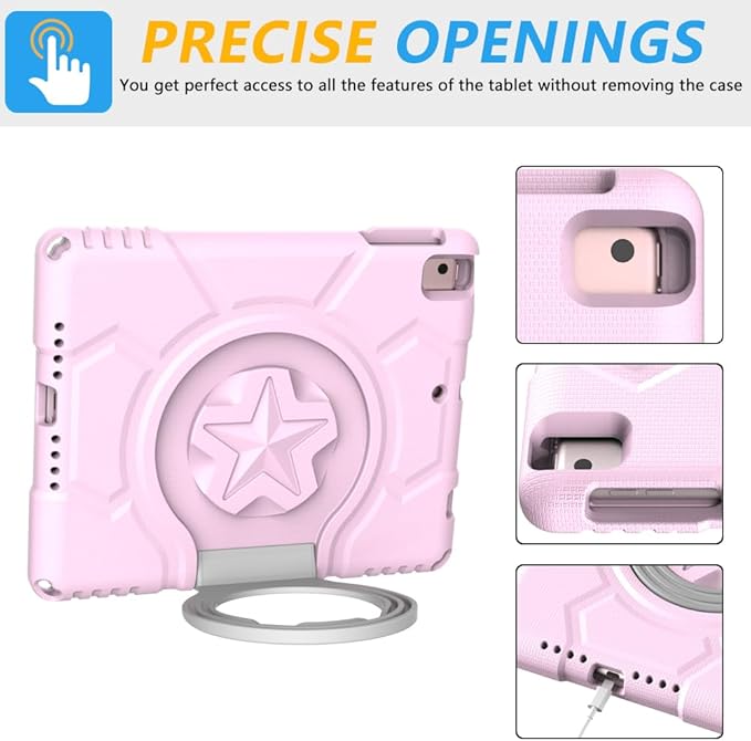Kids Case for iPad 5th/6th Generation 9.7-inch 2017/2018 Release, Lainergie iPad Air 2 Case with Screen Protector, iPad Pro 9.7 Protective Cover Lightweight Shockproof with Handle Stand, Light Pink