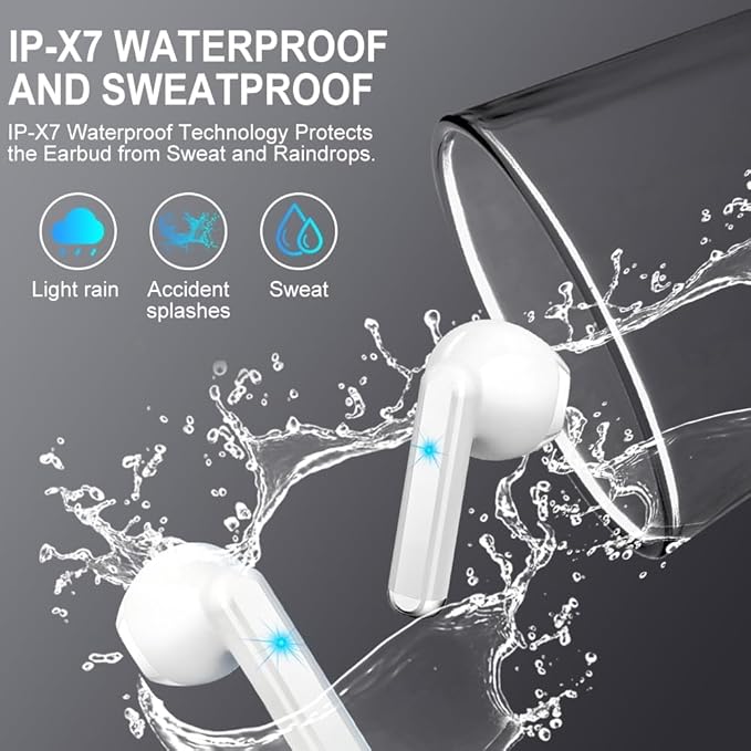 Wireless Earbud, Bluetooth Headphones 5.3 Mini Bluetooth Earbud, Deep Bass Stereo Wireless Earphones in Ear Sport 40H USB-C Charging Case, ENC Noise Cancelling Ear Buds with 4 ENC Mic Dual LED Display