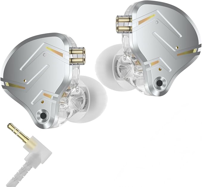 KZ ZST PRO X in Ear Monitor Headphones, 1BA 1DD Hybrid Driver Wired Gaming Earbuds, Deep Bass Sound Wired Ear Buds, HiFi IEM for Gaming Music Video Singer Musician Drummer (Without mic, Silver)