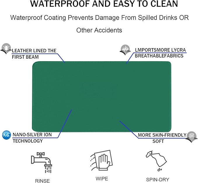Large Gaming Mouse Pad, XXL Extended Computer Keyboard Mouse Mat with Stitched Edges, 31.5" x 15.7" Non-Slip Waterproof Rubber Base Office Big Long Mousepad for Work, Game, Office, Home, Green