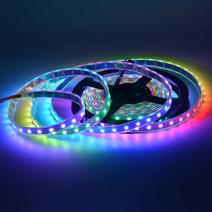 WS2812B LED Strip Lights 16.4ft 5M WS2812B 300LEDs Programmable Individual Addressable WS2811 Built-in 5050 RGB LED Strip IP67 Waterproof DC5V with Mini Controller