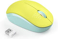 seenda Wireless Mouse for Laptop, 2.4G Noiseless Mouse with USB Receiver - Optical Tracking Portable Computer Mice for Chromebook, PC, Tablet, Windows System, 24 Months Battery Life - Yellow & Green