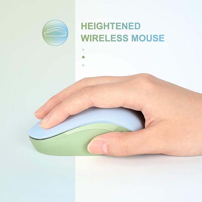 seenda Wireless Mouse for Laptop, 2.4G Noiseless Mouse with USB Receiver - Optical Tracking Portable Computer Mice for Chromebook, PC, Tablet, Windows, 24 Months Battery Life - Light Blue&Olive Green