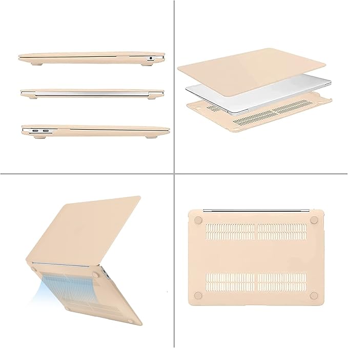 MOSISO Compatible with MacBook Air 13 inch Case M1 Chip 2021-2018 Release A2337 A2179 A1932, Plastic Hard Shell&Keyboard Cover&Screen Film&Storage Bag for MacBook Air 13.3 inch Case, Apricot