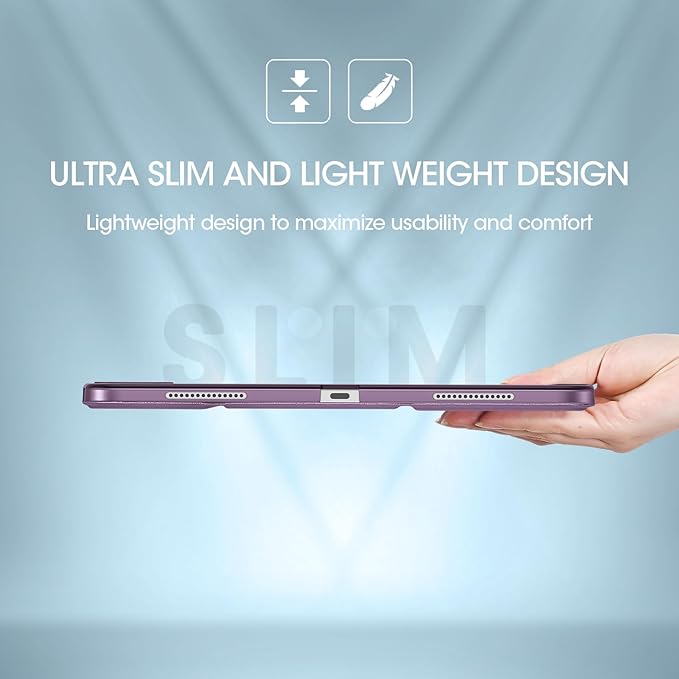 ProCase for iPad Pro 13 Inch Case M5 2025/ M4 2024, Smart Cover iPad Pro M5 M4 Case 13 Inch, Slim Stand Translucent Hard Shell Back, Supports Touch ID, Auto Wake/Sleep -Darkpurple