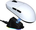 KYSONA Wireless Gaming Mouse with Charging Dock，Lightweight 42g, 24000 DPI, Wired/Bluetooth/2.4G Optical Mice, Long Battery Life, Compatible with PC/Mac - White
