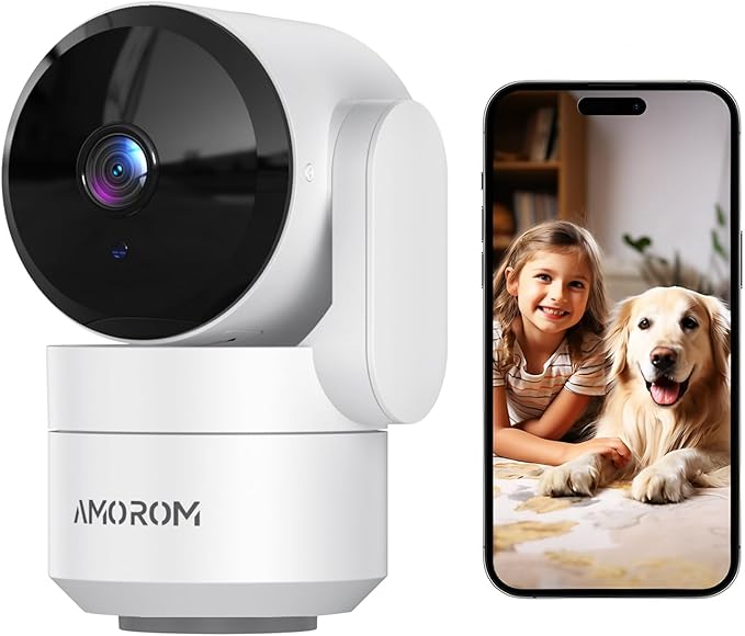 AMOROM Indoor Security Camera 360° with Pan/Tilt, Pet Dog Baby Monitor, 1080P HD Night Vision, Motion Detection, 2-Way Talk, Alexa & Google Home Compatible (2.4GHz WiFi)