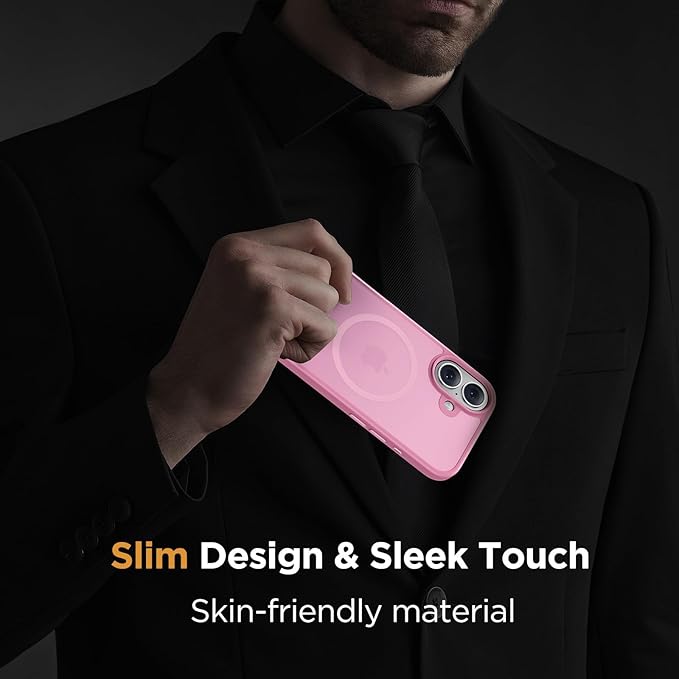 Miracase Magnetic for iPhone 17 Case (Compatible with MagSafe) with Screen Protector Military-Grade Protection, Anti-Fingerprint Translucent Matte Phone Cover for iPhone 17 6.3 inch, Light Pink