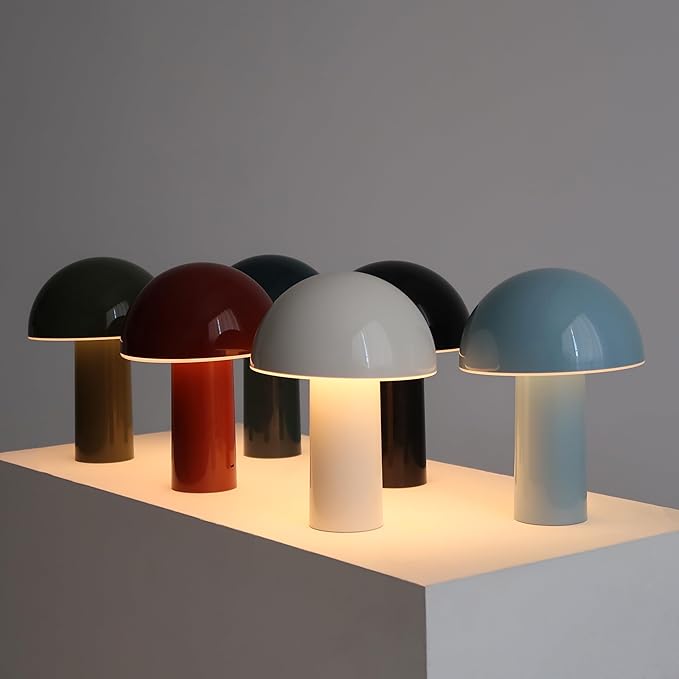 Brightech Celia Table Lamp – 10" Touch-Controlled Mushroom Desk Lamp, Cordless & Dimmable LED, Portable Bedside Night Light, Sustainable Mood Light, Recycled Modern Patio Lamp for Home Décor – Green