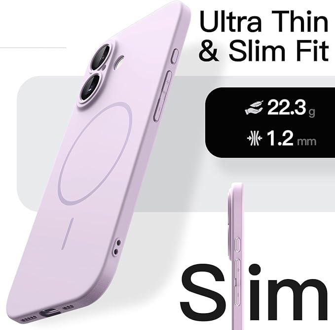 JETech Magnetic Slim Case for iPhone 17 6.3-Inch, Compatible with MagSafe, Ultra-Thin Lightweight Minimalist Phone Cover with Matte Finish and Full Camera Lens Protection (Lavender)