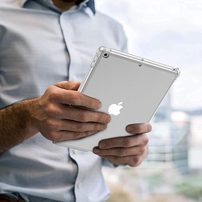 Clear Case for iPad 6th/5th Gen 9.7" (2018/2017) & iPad Air 1/Air 2 Cover (Air 1st/2nd Gen) & iPad Pro 9.7 2017 with Pencil Holder Crystal Transparent Shockproof Soft TPU Back Shell, Clear