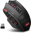 Wireless Gaming Mouse, RGB Dual Mode Bluetooth Mouse Up 24,000 DPI, 13 Macro Programmable Buttons, Optical Computer Mouse 50Hrs for PC Laptop MOBA FPS, PMW-3311, Comfort Grip (Black)