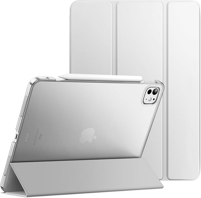 JETech Case for iPad Pro 13-Inch M4 (2024), Slim Stand Hard Back Shell Smart Cover with Auto Wake/Sleep (Silver)