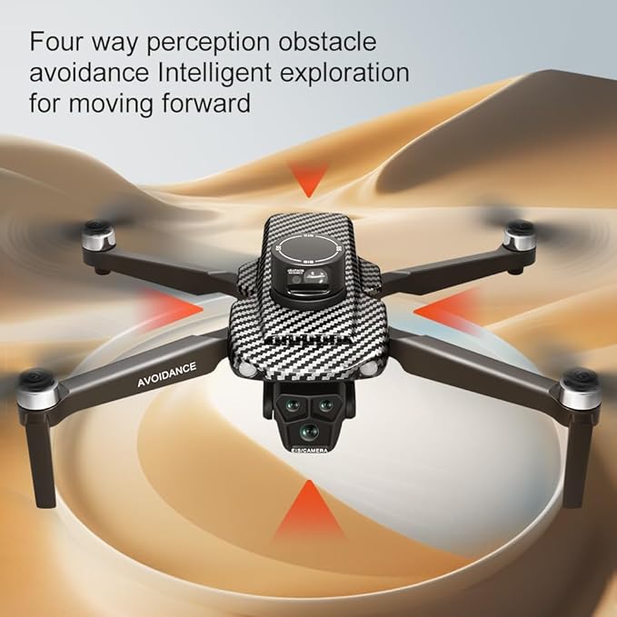 GPS Remote Control Drone, HD Quadcopter with 4K Camera, 7.4V 3000mAh Battery (2 Batteries), 4.5-Inch FPV Screen, 5G Real-Time Transmission, Laser Obstacle Avoidance, Brushless Motor, Optical Flow Positioning, LED Lights, Altitude Hold, Intelligent Hove...