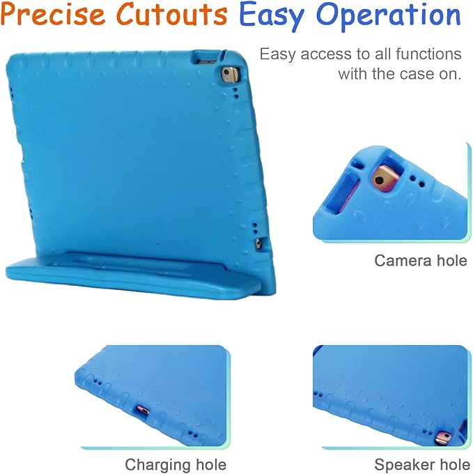 Kids Case for iPad Pro 12.9-inch (1st/2nd Generation) 2015/2017, Techcircle Handle Stand Lightweight EVA Foam Bumper Protective Rugged Child Proof Cover with Pen Slot, Blue