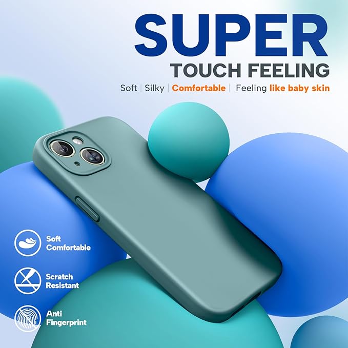 Miracase Compatible with iPhone 15 Plus Case, [Soft Anti-Scratch Microfiber Lining], Liquid Silicone Case Gel Rubber Shockproof Drop Protection Phone Case for iPhone 15 Plus, Midnight Green