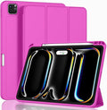 ZryXal iPad Pro 11 Inch Case (M5) 2025/ (M4) 2024 (Model: A2836/A2837/A3006), Trifold Stand Smart Cover with Pencil Holder and Soft TPU Back, Auto Wake/Sleep (Deep Pink)