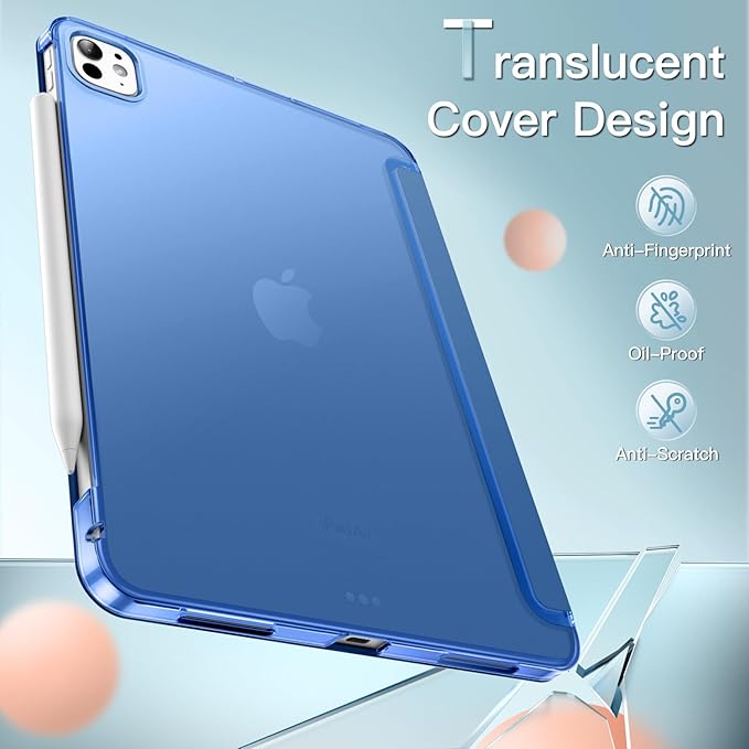 JETech Case for iPad Pro 13-Inch M4 (2024), Slim Stand Hard Back Shell Smart Cover with Auto Wake/Sleep (Navy)