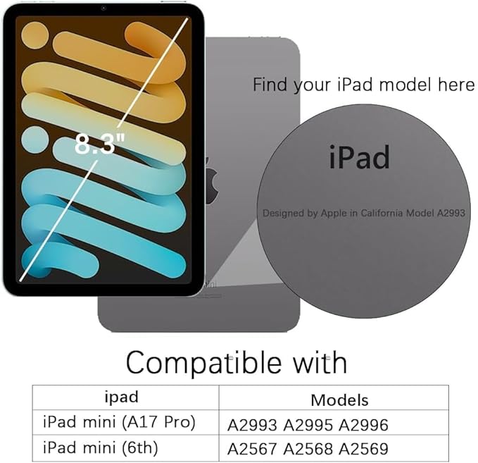 Telaso for iPad mini 7 A17 Pro 2024/iPad Mini 6 2021 Case, iPad mini 7th/6th Gen Magnetic Case with Invisible Portrait/Landscape Stand Translucent Matte Back Soft TPU Bumper Protective Cover, Black