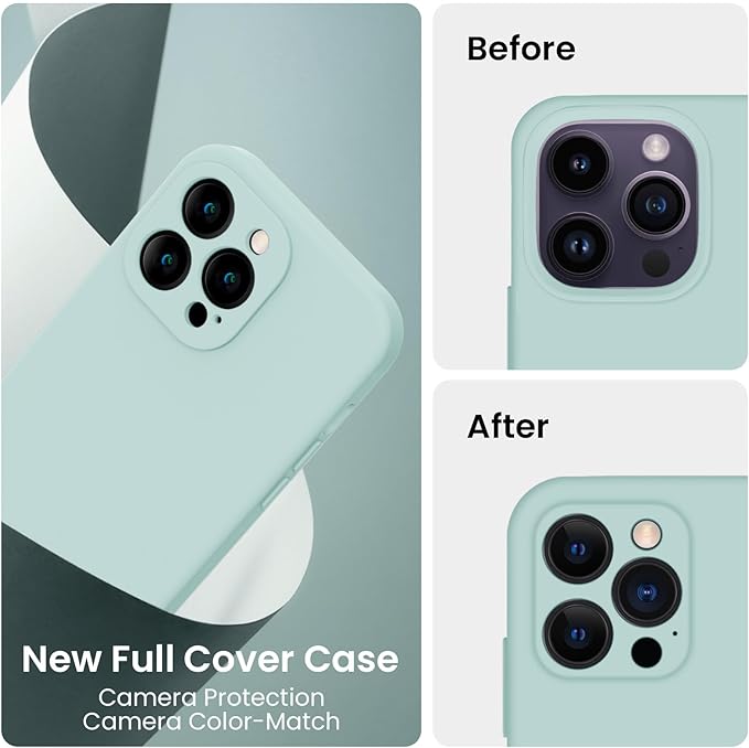 FireNova Designed for iPhone 14 Pro Case, Silicone Upgraded [Camera Protection] Phone Case, Soft Anti-Scratch Microfiber Lining Inside, 6.1 inch, Mint Green