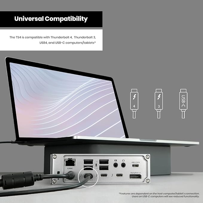 CalDigit TS4 18 Port Thunderbolt 4 Dock, 98W Charging, 3X TBT4 (40Gb/s), 3X USB-C + 5X USB-A (10Gb/s), 2.5GbE LAN, 8K@30Hz or 2X 6K@60Hz Displays, Mac/Windows/Chrome, Space Gray, 0.8m Certified Cable