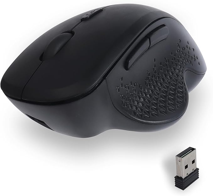 Bluetooth Ergonomic Wireless Mouse,Rechargeable 2.4G Vertical Wireless Mouse, Dual Mode Ergo Optical Mice with Adjustable DPI,Finger Rest for Laptop, Desktop, PC, MacBook, iPad, Mac, Windows(Black)